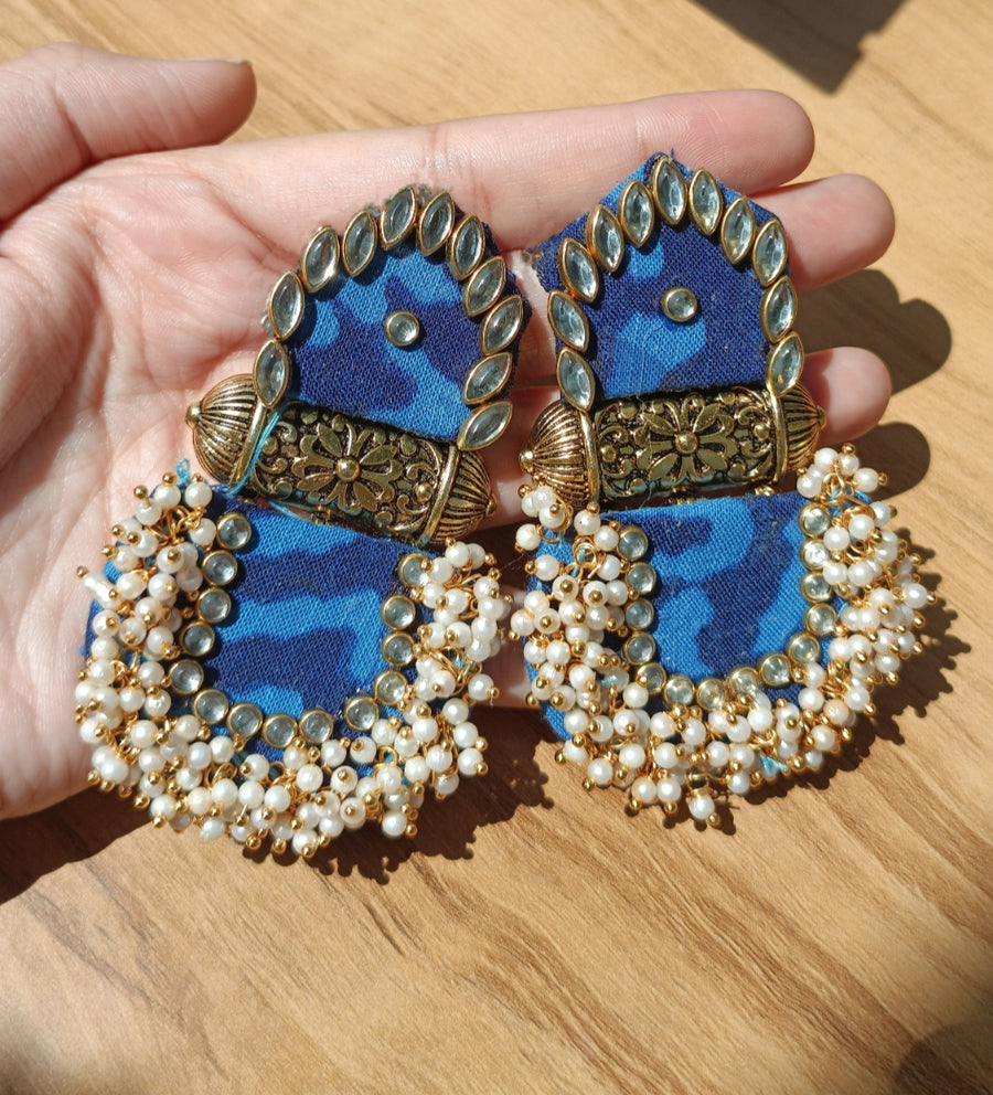 Blue Fabric Earring