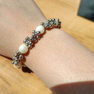 Bracelets with white beads