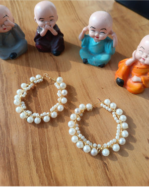 Delicate Pearl Hoops