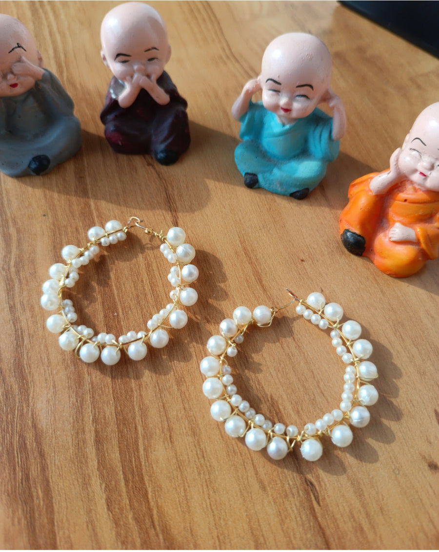 Delicate Pearl Hoops