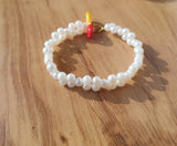 White Bead Bracelet with Cowrie